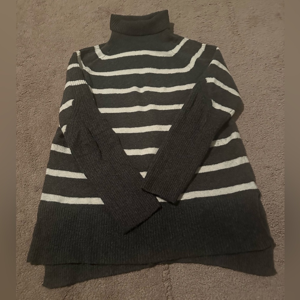 a new day Black and White Striped Turtleneck Sweater